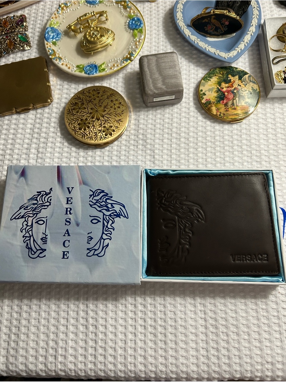 Versace Brown Leather Men's Wallet with Embossed Medusa